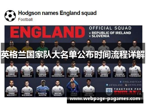英格兰国家队大名单公布时间流程详解 英格兰国家队大名单公布时间流程详解